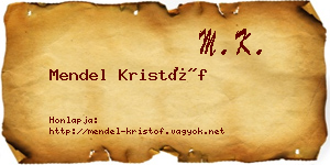 Mendel Kristóf névjegykártya